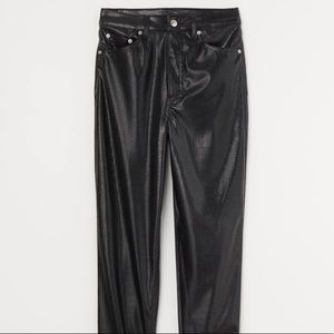 Crocodile Faux Leather High-Waisted Slim Leg Pants